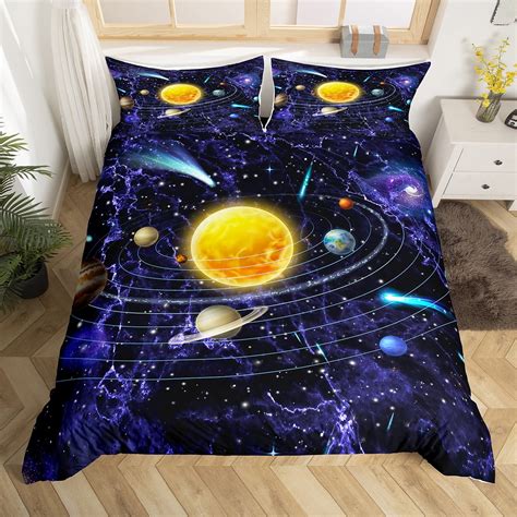 Universe Themed Bedding Set Outer Space King Duvet Cover Solar System