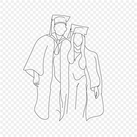 Abstract Line Drawing Two Graduates Elegant Vector And Png Wing