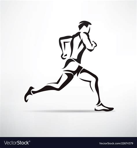 Running man symbol outlined stylized silhouette Vector Image