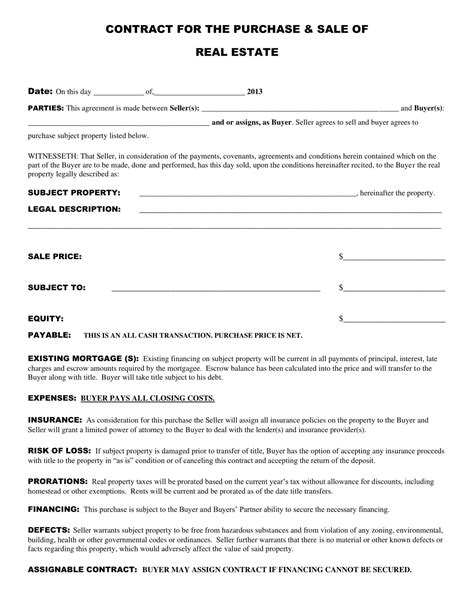 Free Printable Wholesale Real Estate Contract Templates Pdf Example