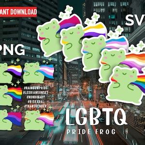 Lgbtq Pride Flag Frog Svg Png Pride Frog Rainbow Pride Lesbian Sunset Non Binary