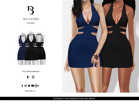 The Sims Resource Ruched Cut Out Sides Plunge Mini Dress