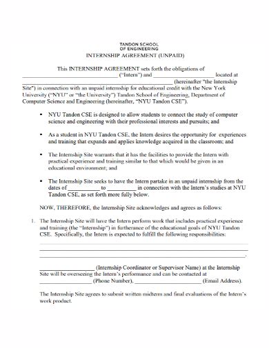 Free School Internship Agreement Samples In Ms Word Google Docs