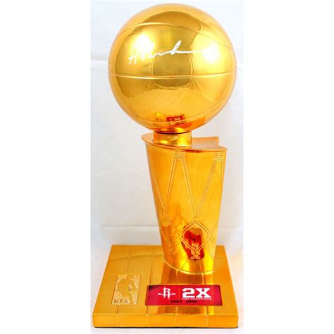 Hakeem Olajuwon Signed Rockets 2x NBA Champions Replica Trophy JSA