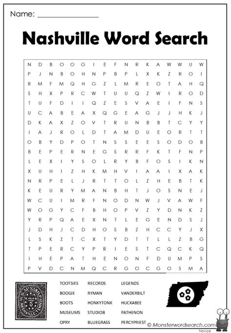 Nashville Word Search Monster Word Search