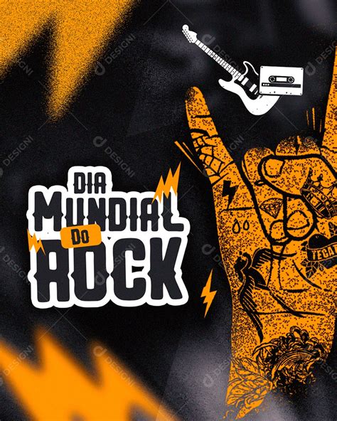 Flyer Dia Mundial do Rock Social Média PSD Editavel download Designi