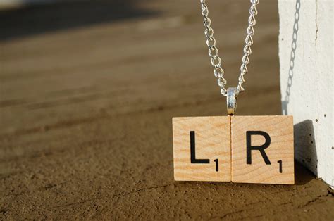 Letter Scrabble Necklace Pendant With Chain Choose Two Letters