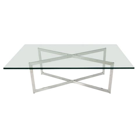 Mid Century Modern Stainless Chrome X Base Coffee Table With Glass Top For Sale At 1stdibs X