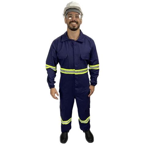 Macação REFORÇADA de Brim Pesado Faixa Refletivo Uniforme