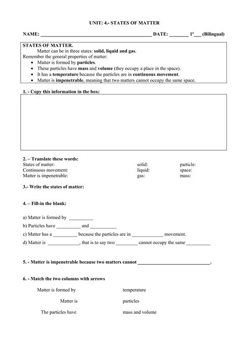 Unit 04 States Of Matter Worksheet Pdf