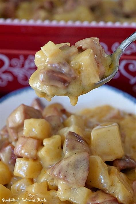 Kielbasa Sausage Cheesy Potato Casserole Great Grub Delicious Treats