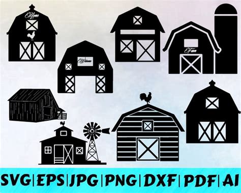 Barn Silhouette / Barn Svg / Farmhouse Svg / Farm Silhouette / Barn ...