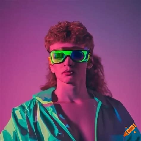 Young Man In 80s Style Outfit And Neon Sunglasses On Craiyon