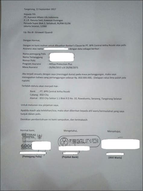 Contoh Surat Permohonan Perubahan Polis Asuransi Surat Lamaran Kerja