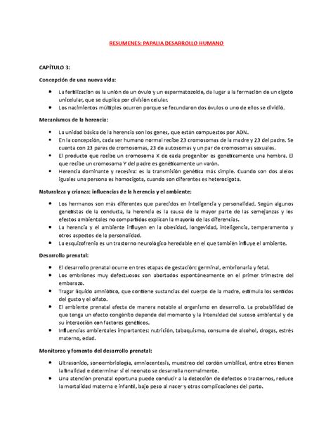 Resumenes Papalia Desarrollo Humano Capitulos Resumenes