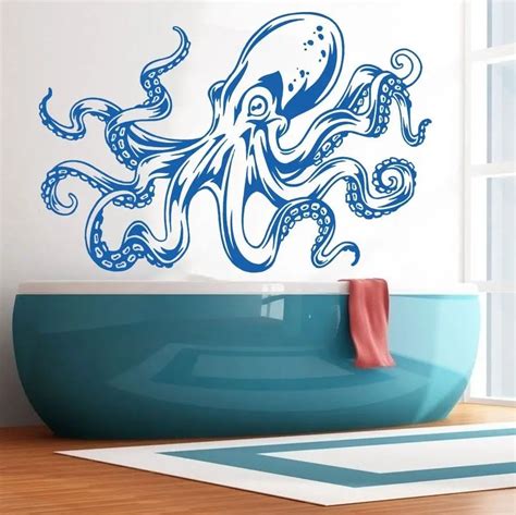 Sea Ocean Animal Octopus Tentacles Wall Decal Art Decor Sticker Vinyl Mural Barthroom Wall ...