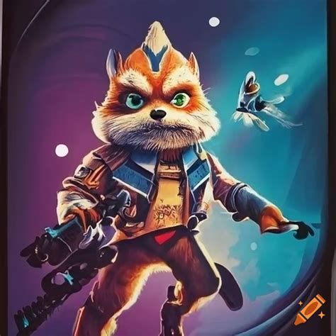 Intricate Details In A Vintage Star Fox Poster On Craiyon