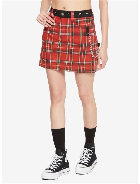 Royal Bones By Tripp Red Plaid Chain Skirt Hot Topic