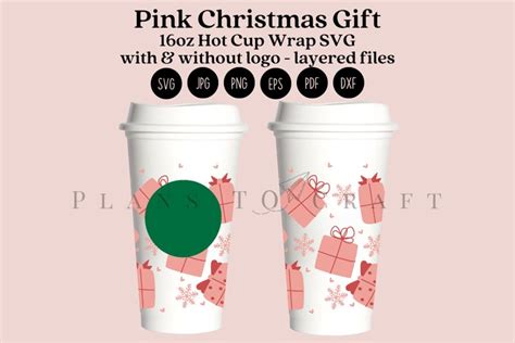 Christmas Gift Pinkmas Starbucks Oz Hot Cup Wrap SVG