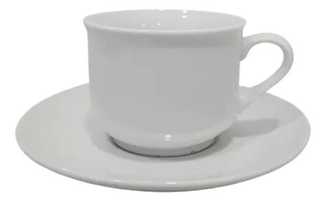 Set X6 Taza Con Plato Jarro Mug De Ceramica 210 Ml Color Blanco