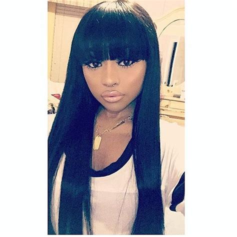 Glamorousremi Malaysian Straight Lace Front Wigs With Bangs 150