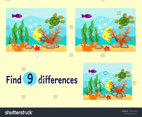 Find Differences Between Two Images Educational Stock Vector (Royalty ...