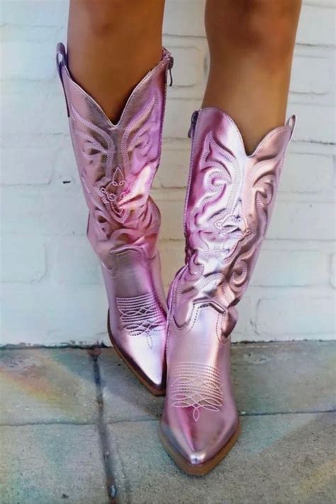 Botas Cowboy Bordadas Rosa