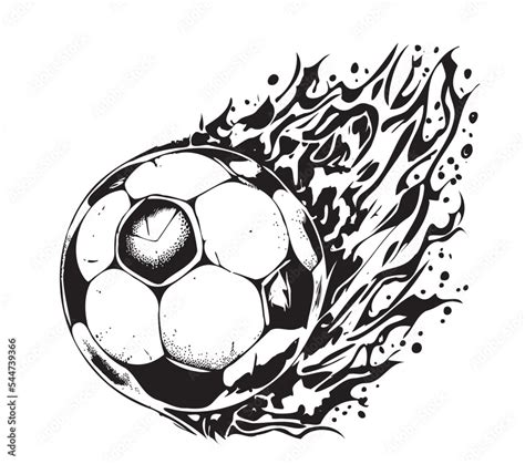 Soccer Ball On Fire Hand Drawn Sketch Vector Illustration Stock Vector