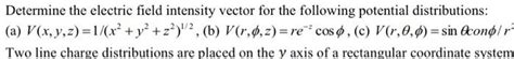 Solved Determine the electric field intensity vector for the | Chegg.com