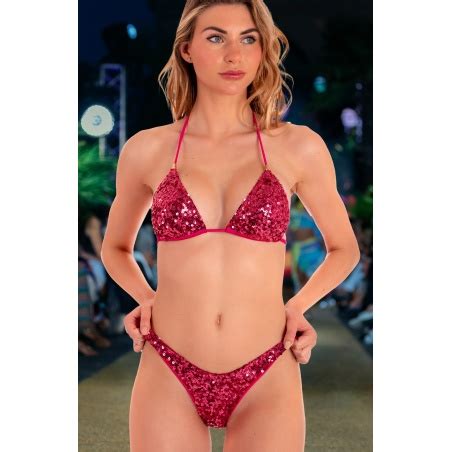 Pailletten Dreieck Gepolsterter Bikini Slip Gr E L Farbe Pink