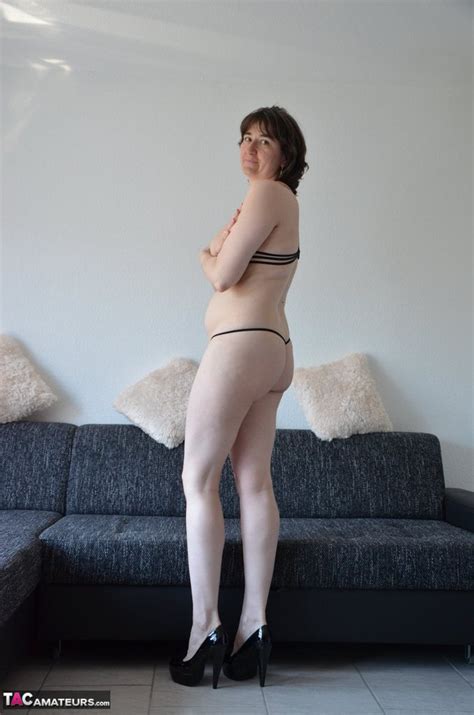 Pale Older Woman Takes Off Her Bra Before Slipping Thong Over Her Bare Ass CoedCherry