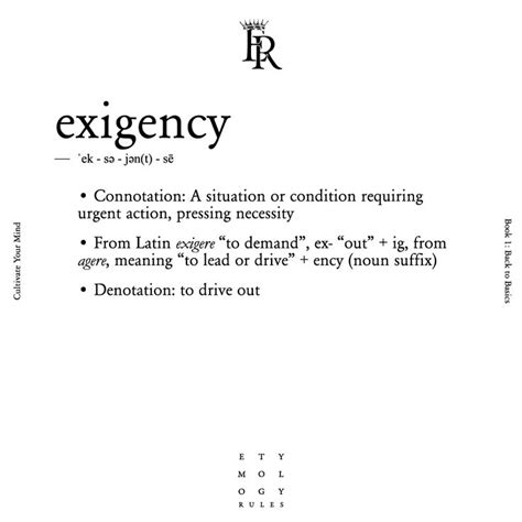 Exigency Words Matter Etymology Nouns