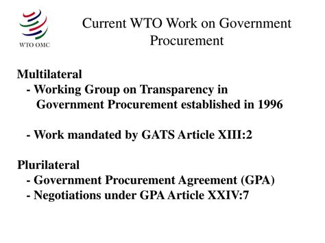 Ppt Wto Work On Transparency In Government Procurement Powerpoint