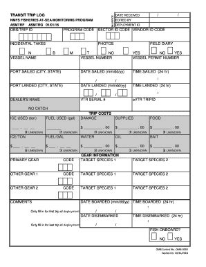 Fillable Online Nefsc Noaa ASM 01 Vessel And Trip Log Xls Fax Email