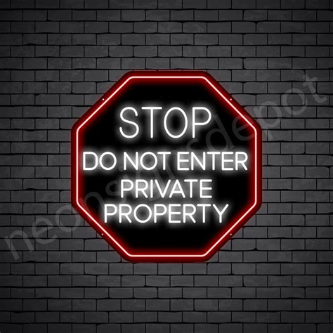 Stop Do Not Enter Private Property Neon Sign - Neon Signs Depot