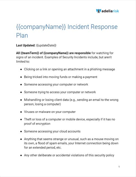 Incident Response Plan Template