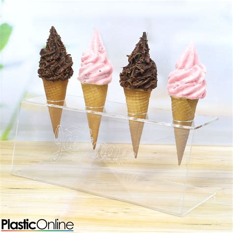 Acrylic Ice Cream Cone Holder Counter Top Display Stand Perspex Rack