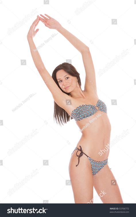 Sexy Bikini Model Over White Background Foto Stok 53706772 Shutterstock