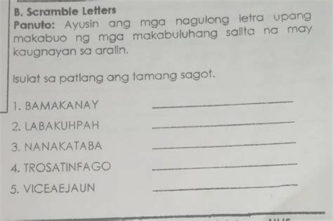 B Scramble Letterspanuto Ayusin Ang Mga Nagulong Letra Upangmakabuo