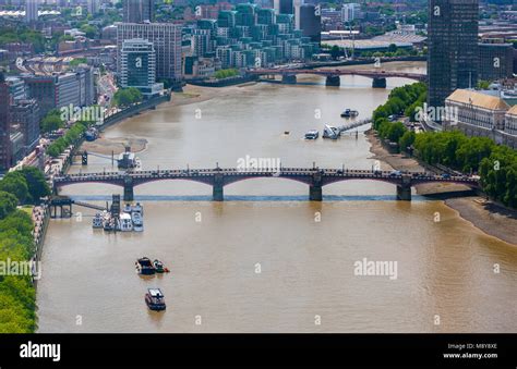 Aerial View Of Lambeth Bridge Across River Thames Lambeth Area London