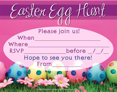 EASTER COLOURING: EASTER EGG HUNT INVITATIONS FILL IN THE BLANKS