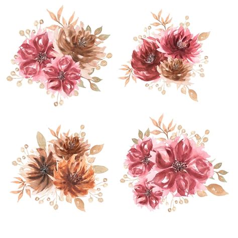 Flores delicadas clipart acuarela dibujada a mano ilustración de ramo