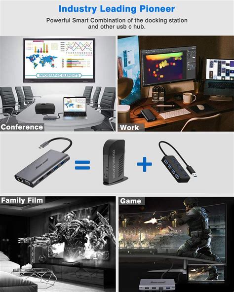 Hiearcool Usb C Hub Usb C Laptop Docking Station In Triple Display