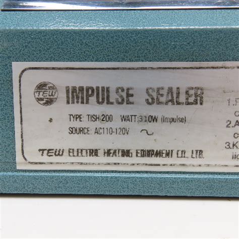 Tew Type TISH 200 Impulse Sealer 110 120V Bullseye Industrial Sales