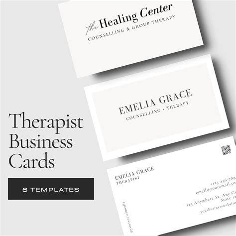 Therapist Business Cards, Canva Template, Editable, Professional and Minimal Designed ...