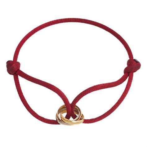 Cartier Trinity De Cartier 18k Three Tone Gold Adjustable Red Cord