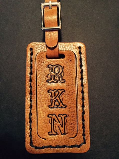 Hand Tooled Personalized Leather Luggage Tag Etsy