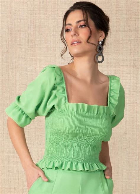 Blusa Verde Mangas Bufantes Quintess