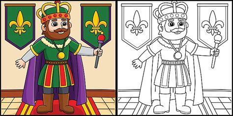 Mardi Gras Crown King Coloring Page Illustration Cartoon Illustration