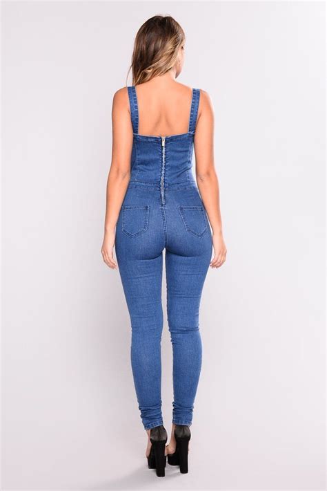 Grayson Denim Jumpsuit Medium Wash Denim Jumpsuit Tight Jeans